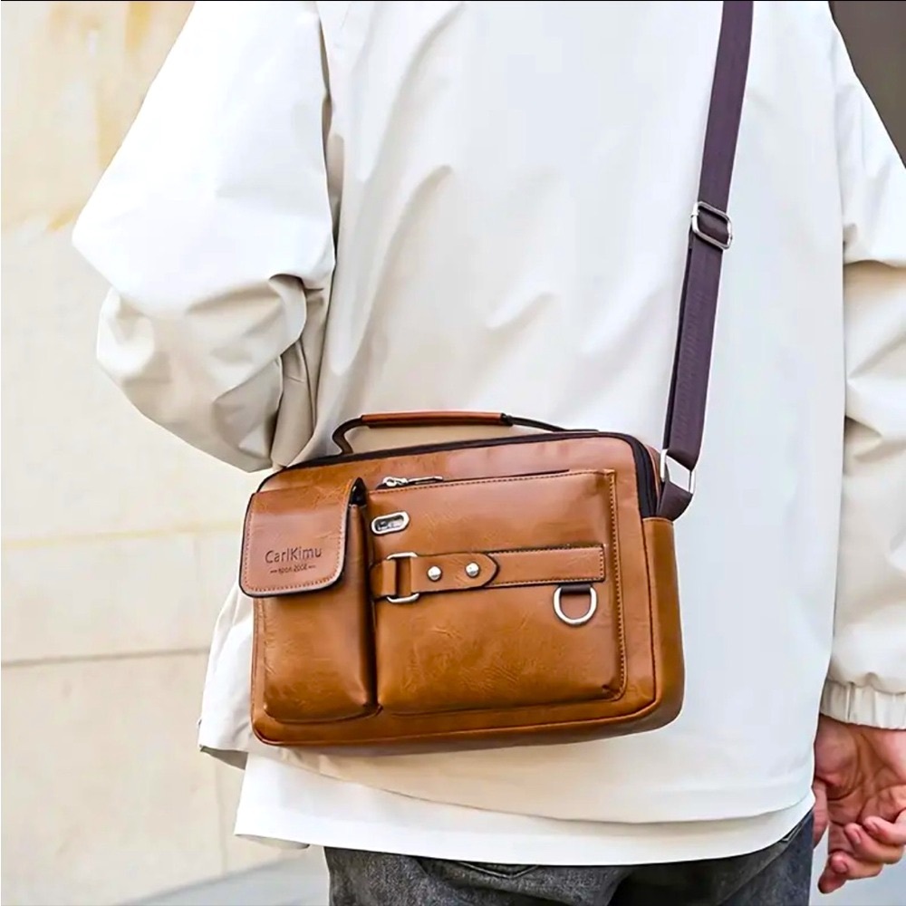 Vintage Style Messenger Bag - Vintage Explorer Sling Bag, Multi-Pocket Bag - Picture 4 of 15